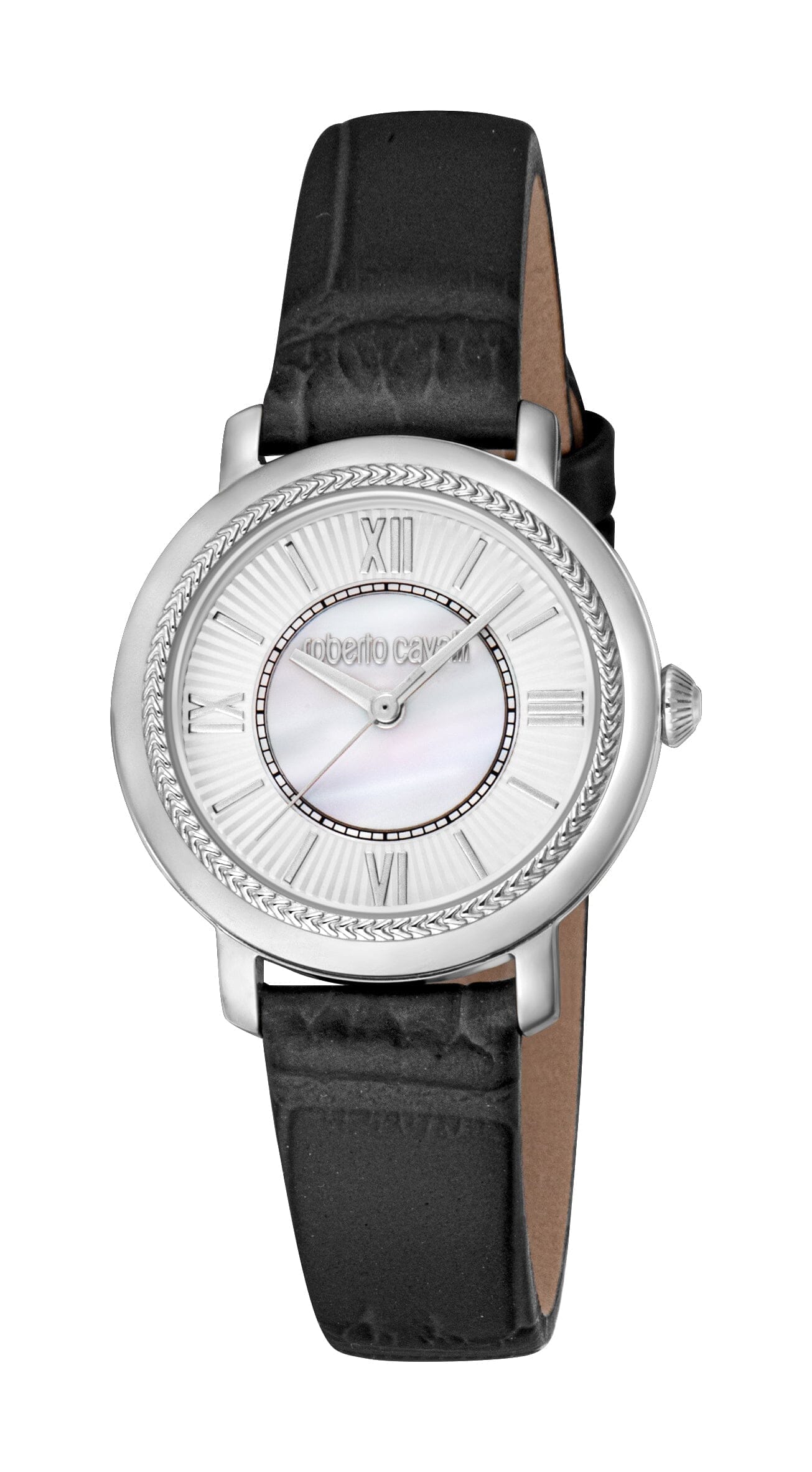 Women's Roberto Cavalli Stainless Steel Silver Quartz Leather Strap Watch Roberto Cavalli 