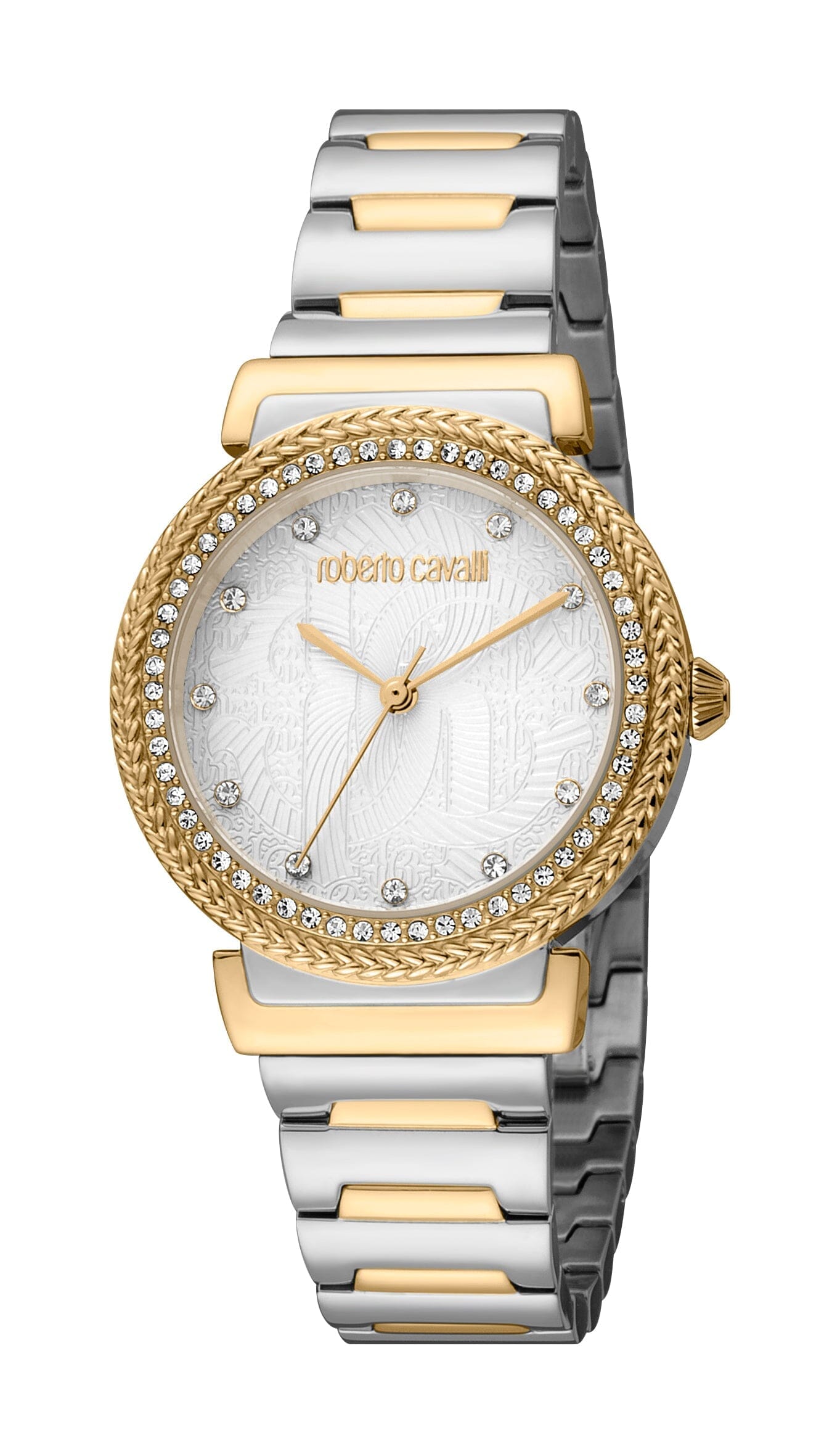 Women's Roberto Cavalli Two Tone Silver & Gold with Stones Quartz Watch Roberto Cavalli 