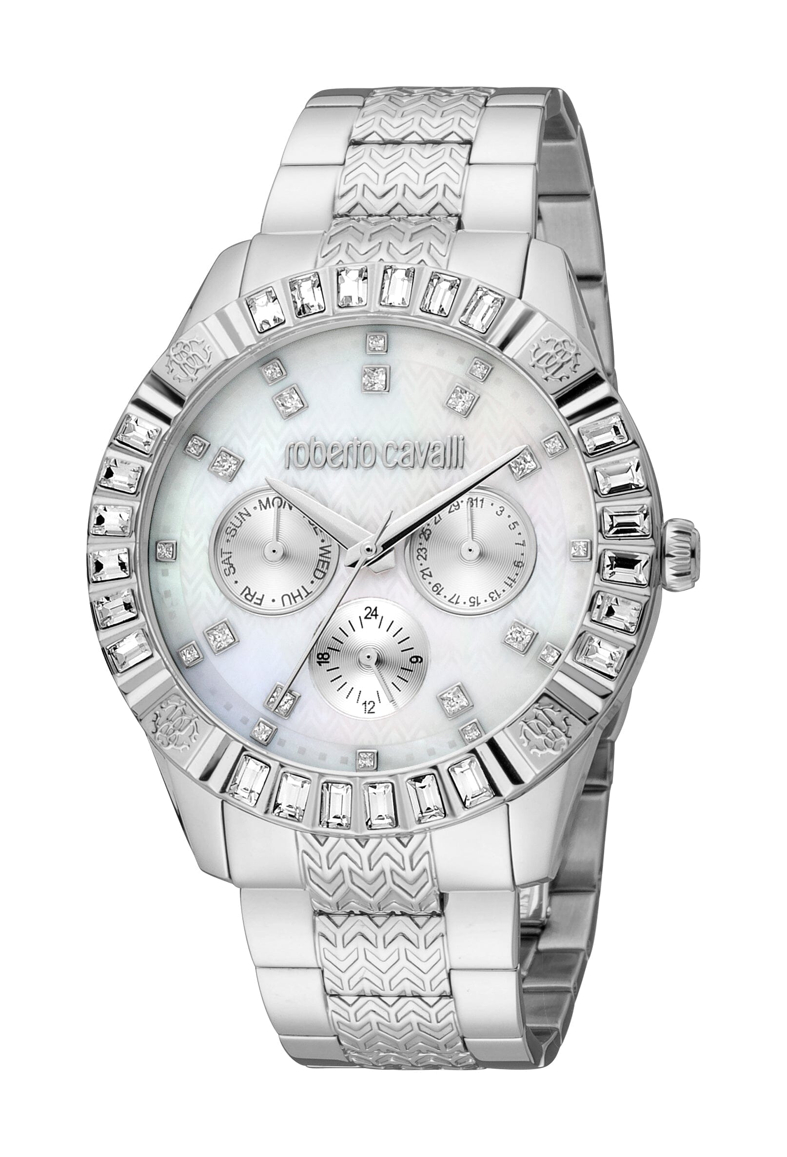 Women's Roberto Cavalli White MOP Silver Quartz Watch Roberto Cavalli 
