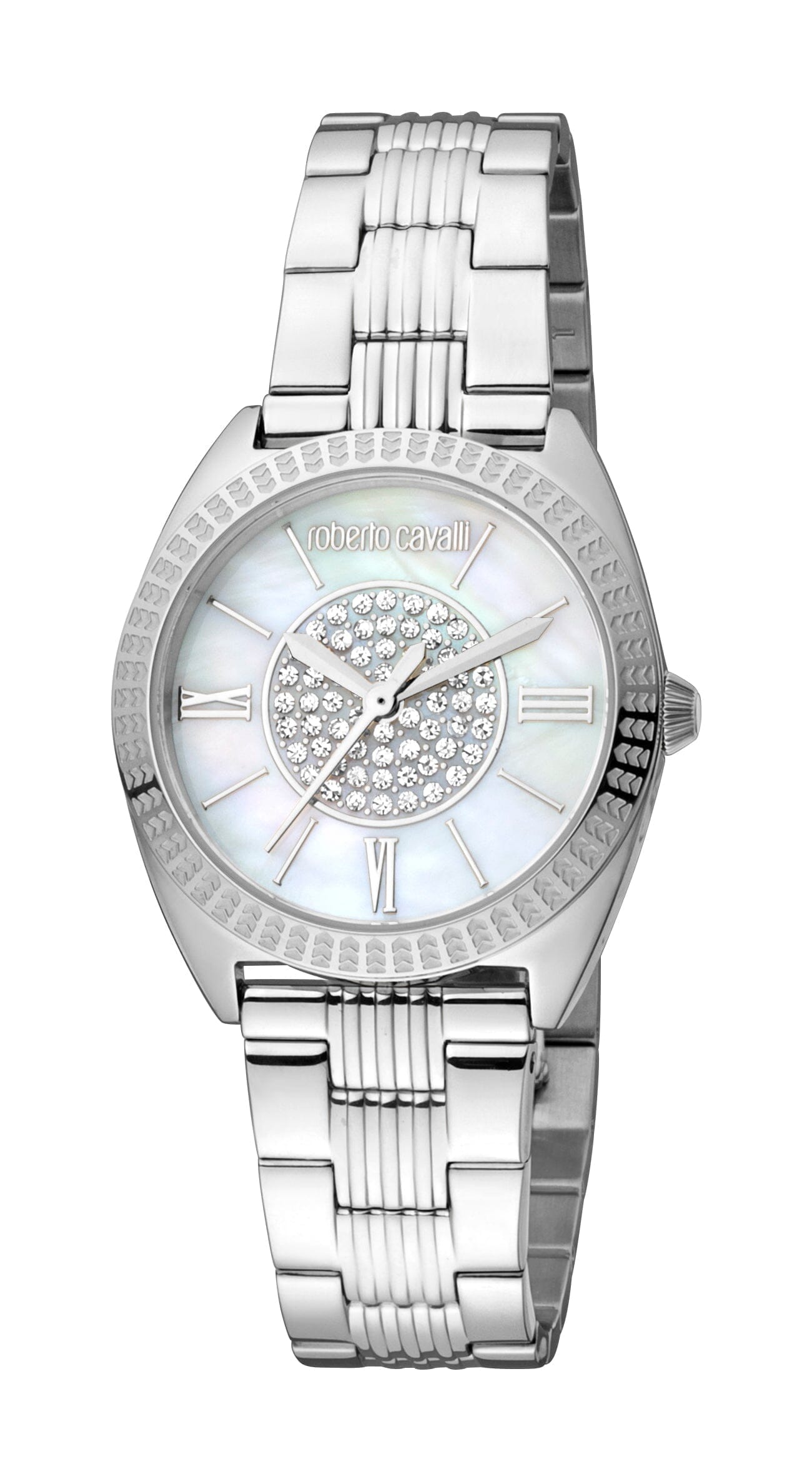 Women's Roberto Cavalli White MOP Stainless Steel Silver Quartz Watch Roberto Cavalli 